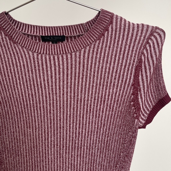 Rag & bone Ribbed Knit Top T Shirt Raspberry Pink - Picture 3 of 11
